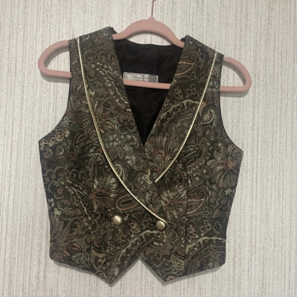 Winners Circle Size XS? Custom Tailored Riding Apparel Floral Vest Shiny